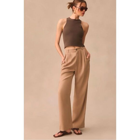 Reformation Mason High Rise Straight Leg Trouser Pant Khaki Size 4 - Picture 6 of 12